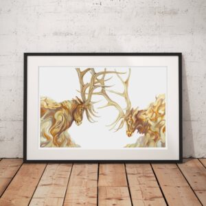 Elk, Gouache, Wall Decor, Art Print