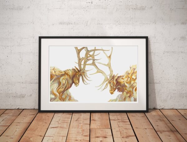 Elk, Gouache, Wall Decor, Art Print