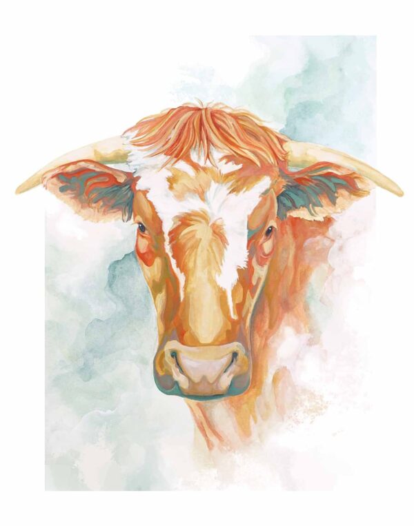 Cow, Gouache, Wall Decor, Art Print