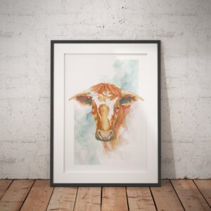 Cow, Gouache, Wall Decor, Art Print